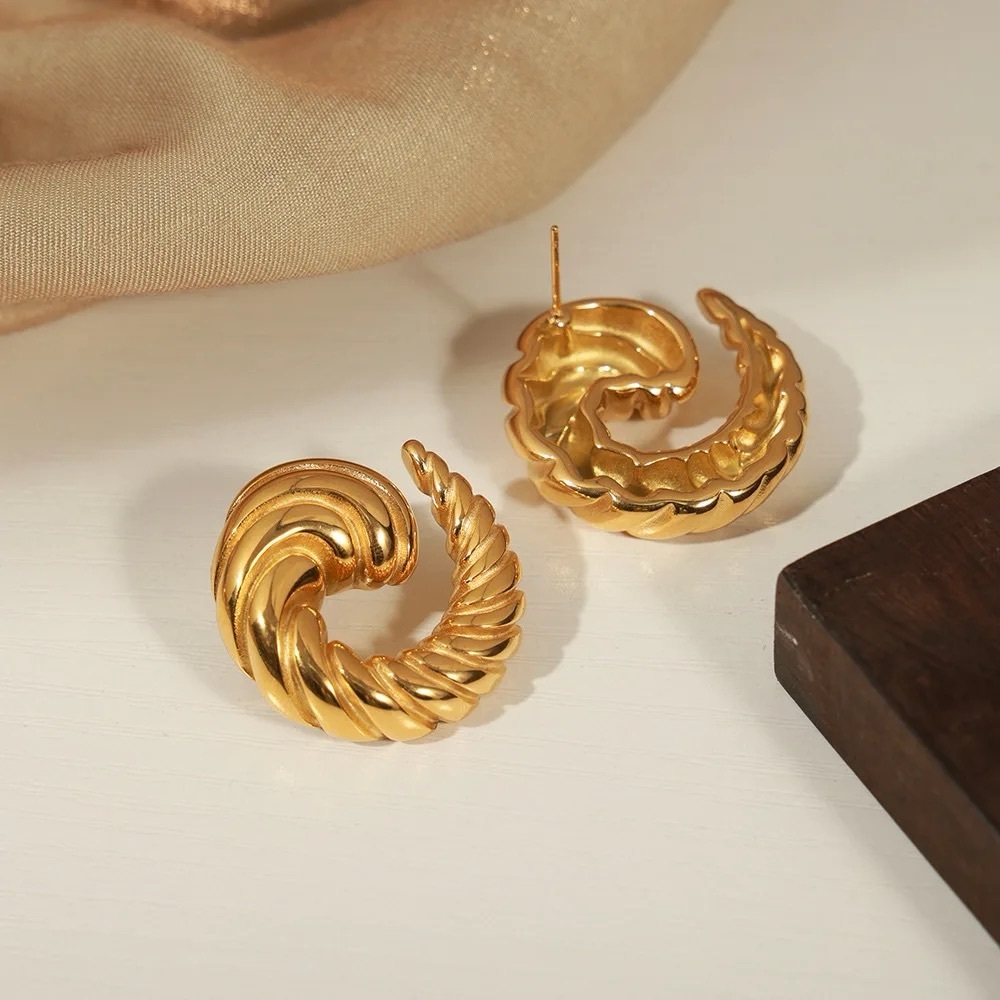 Ebony twirls earrings 18k Gold stainless steel